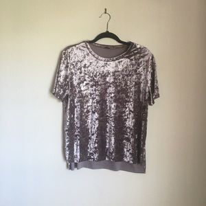 Velvet Short Sleeve Top - Gray